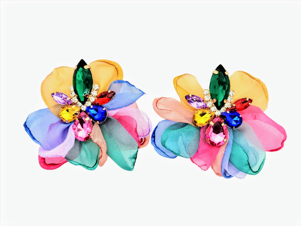 Dramatic Flower Gem Earrings