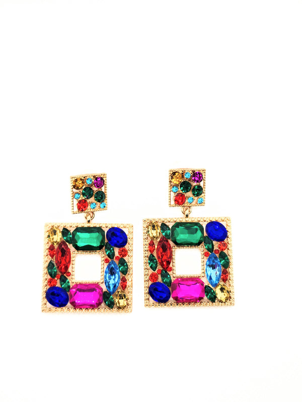 Vibrant Color Square Earrings