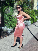Satin Pink Fitted Dress