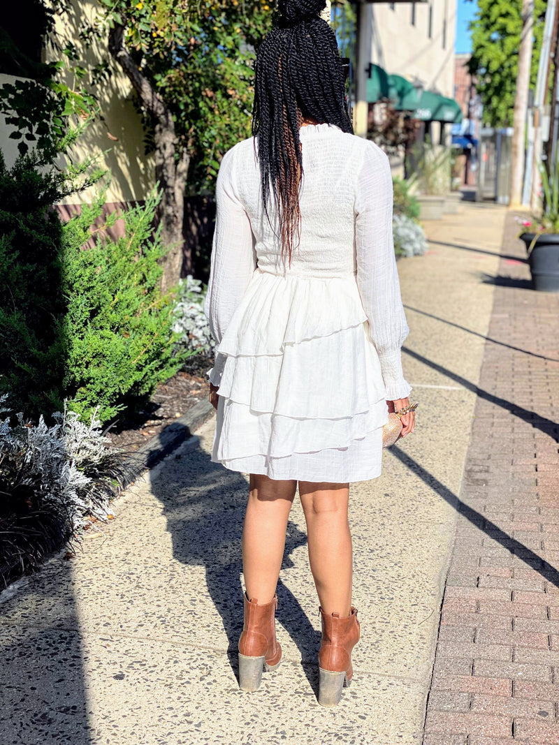 Ivory Ruffle Cocktail Dress