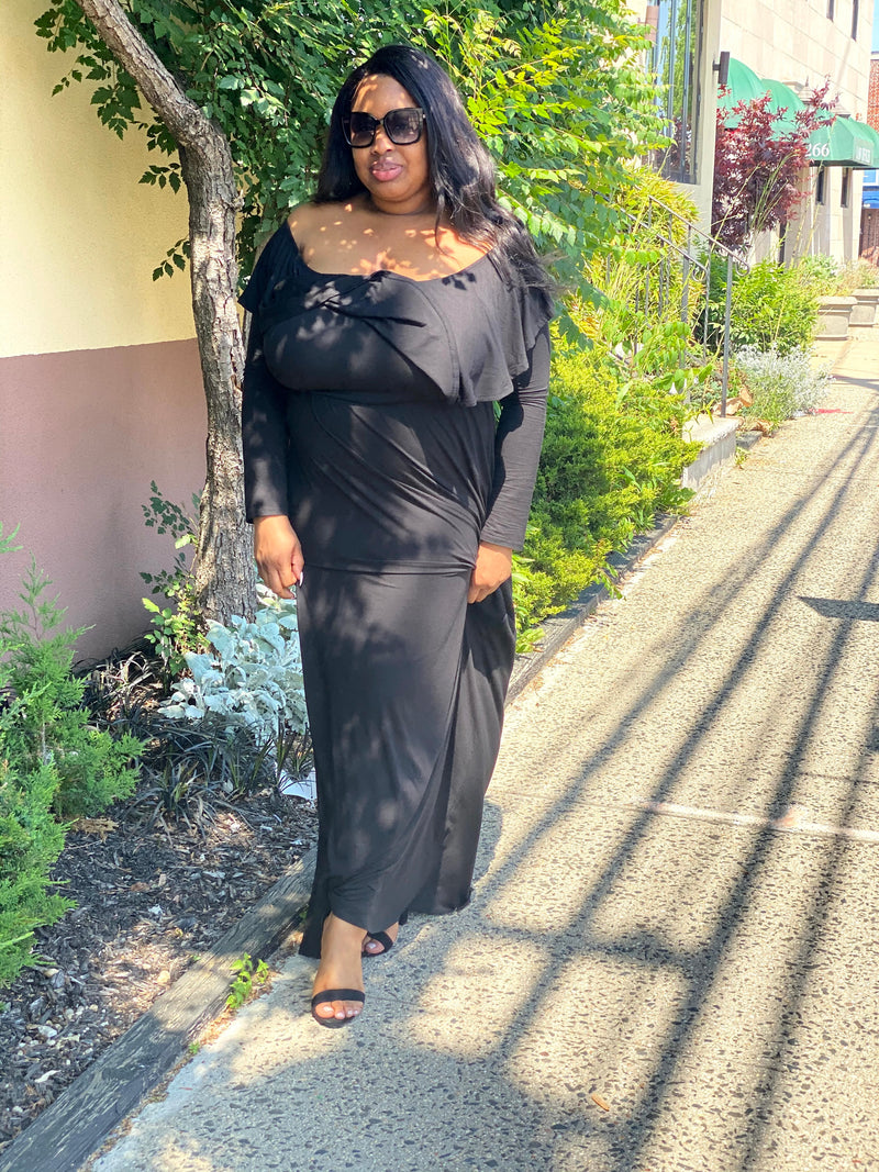 Black Off The Shoulder Maxi Dress