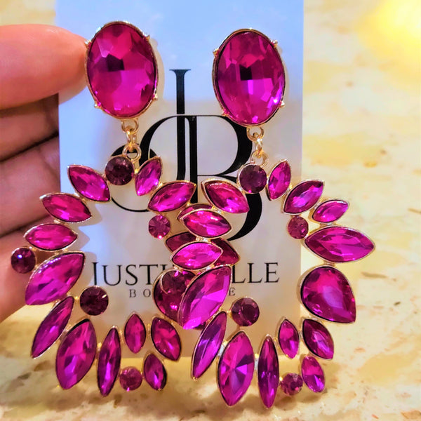 Hot pink crystal best sale earrings